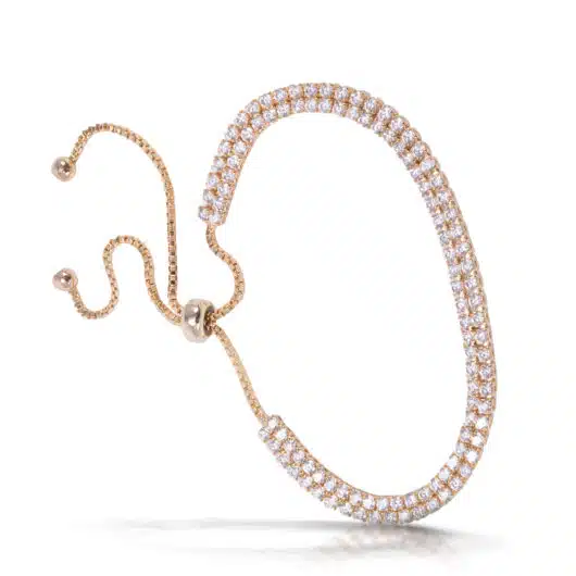 Double Tennis Pull-Cord Bracelet - Gold
