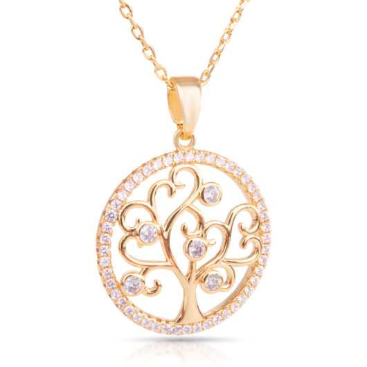 Tree in Circle Necklace - Gold