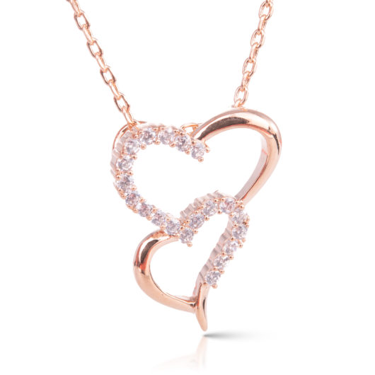 Double Heart Necklace - Rosegold
