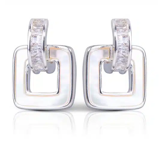 Square CZ/Mother of Pearl Earrings
