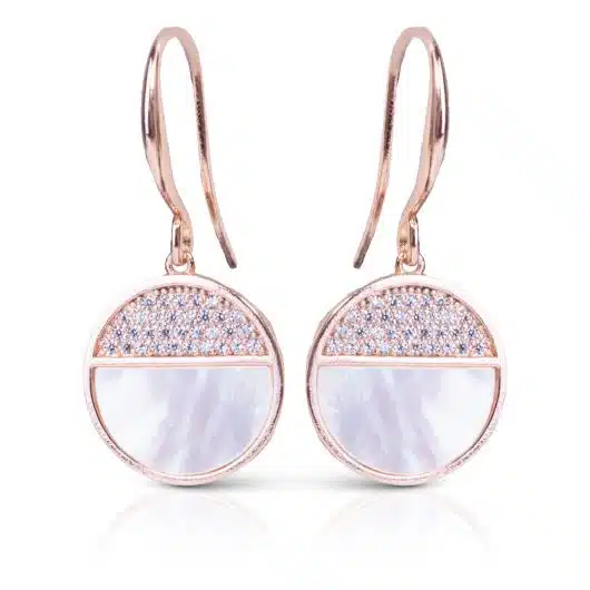 CZ/Mother of Pearl Disc Earrings