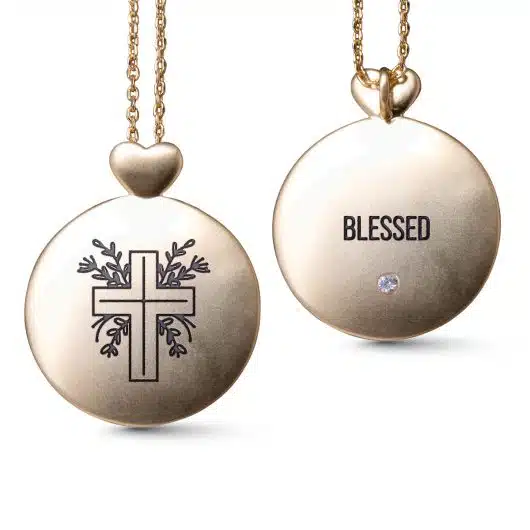 Floral Cross - Blessed - Necklace - Gold