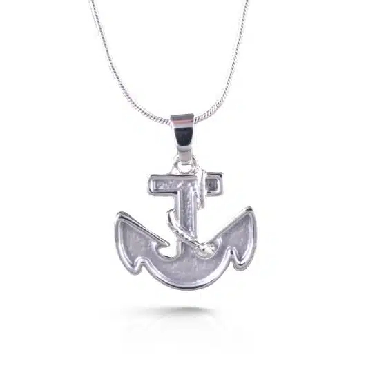 Natural Elements Silver Enameled Necklace - Anchor Gray