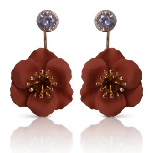 Single Drop Flower w/ Crystal - Russet Orange