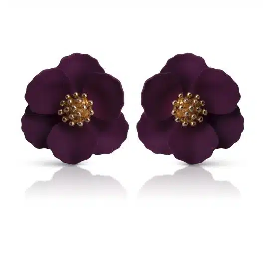 Small Flower Earrings - Berry