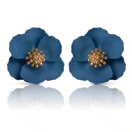 Small Flower Earrings - Niagara Blue
