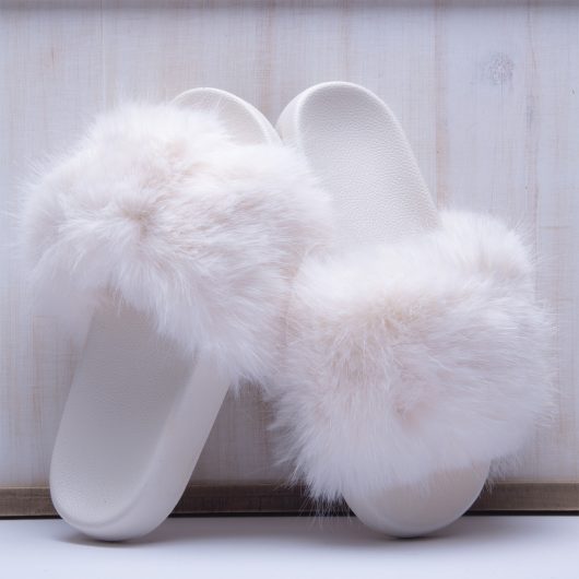 Ivory Furry Slippers