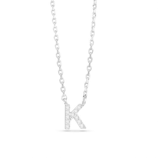 Silver CZ Initial Necklace - K ⋆ Amanda Blu and Company