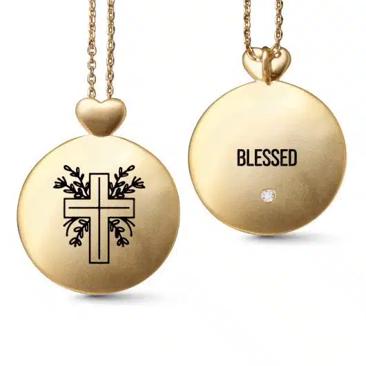 Gold Floral Cross Blessed Necklace
