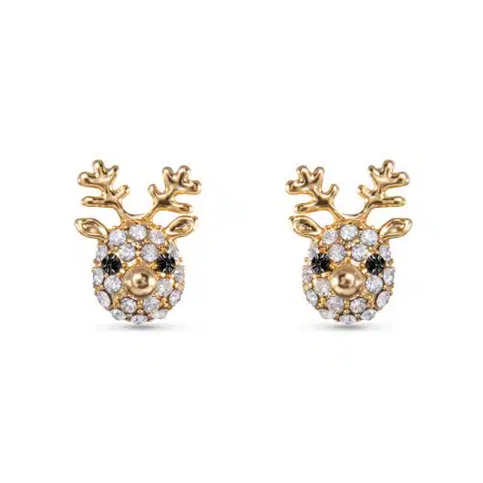 Gold Reindeer Stud Earrings