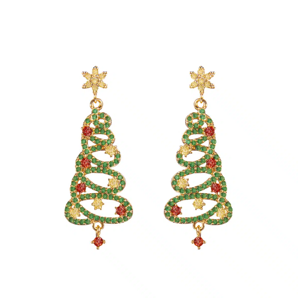 Gold Spiral Christmas Tree with Star Earrings | Amanda Blu & Co.