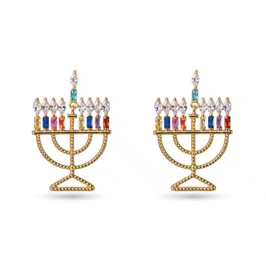 Gold Menorah Earrings