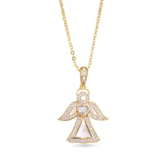 Gold CZ MOP Angel Necklace