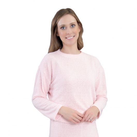 Pale Pink Cozy Knit Long Sleeve Top