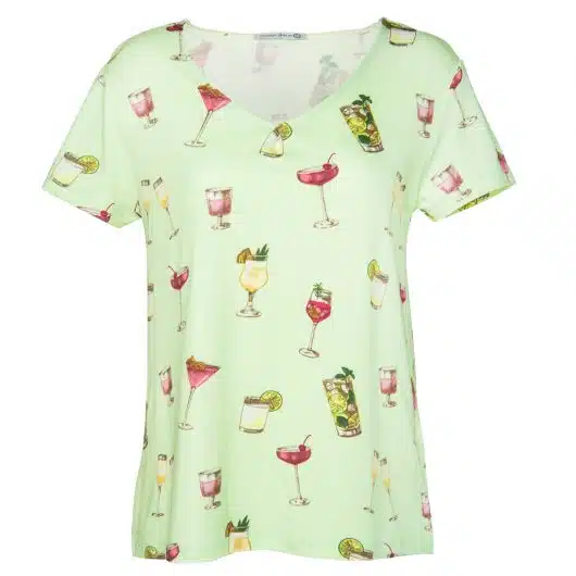 Mint Cocktails V Neck Top
