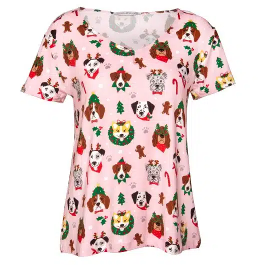Santa Pups V Neck Top