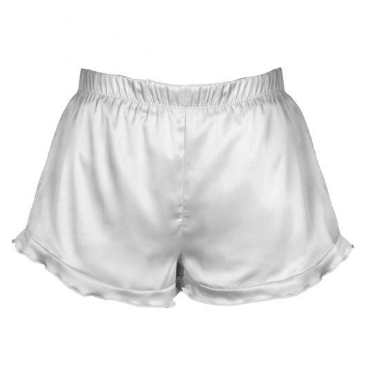 Silver Grey Satin Ruffle Shorts