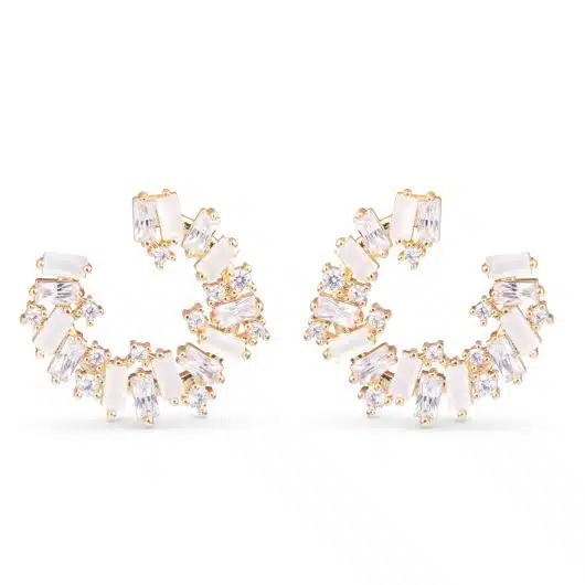 Opaque and Clear CZ Open Circle Earrings