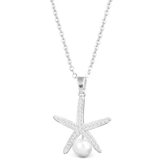 CZ Starfish with Pearl Necklace