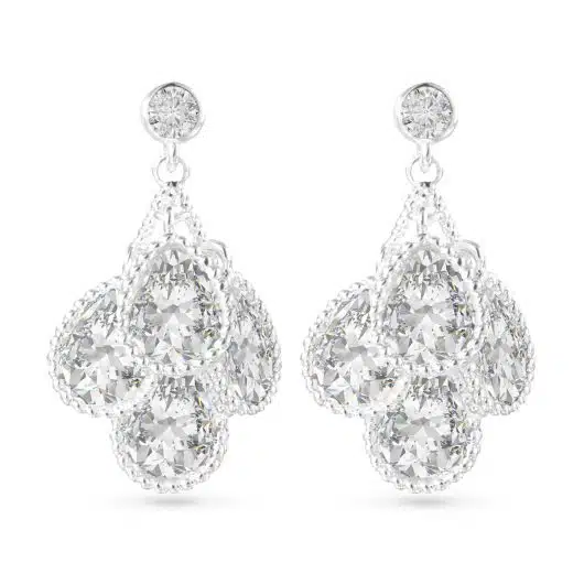 Silver Teardrop Cluster Earrings - Silver