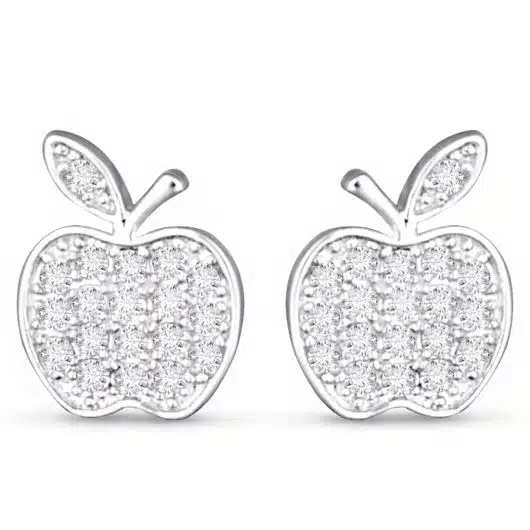 Elegant CZ Apple Stud Earrings