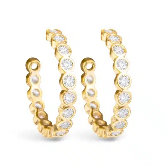 Bezel Set CZ Hoop Earring
