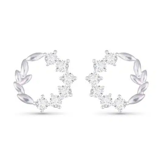 CZ Circle Leaf Earrings