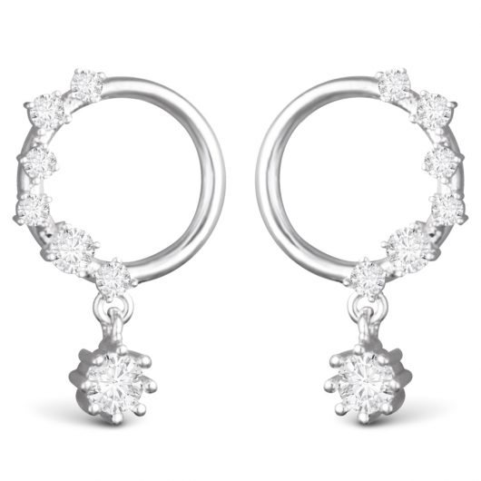 Circle CZ with Drop Earrings