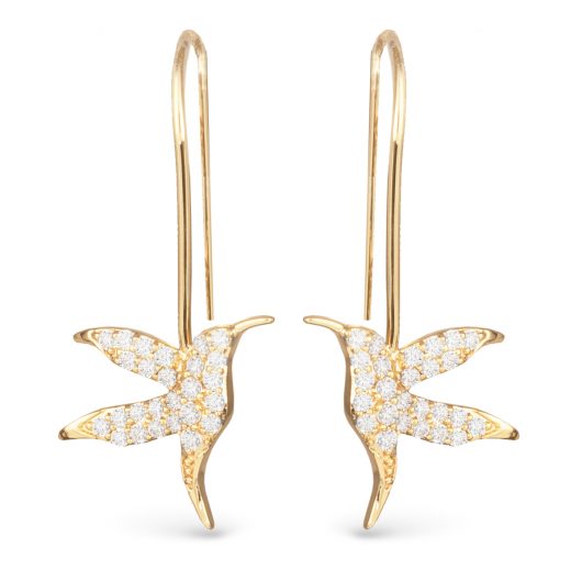 Hummingbird CZ Drop Earrings
