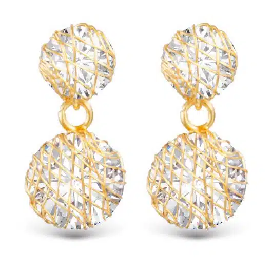 Wire Overlay CZ Drop Earrings