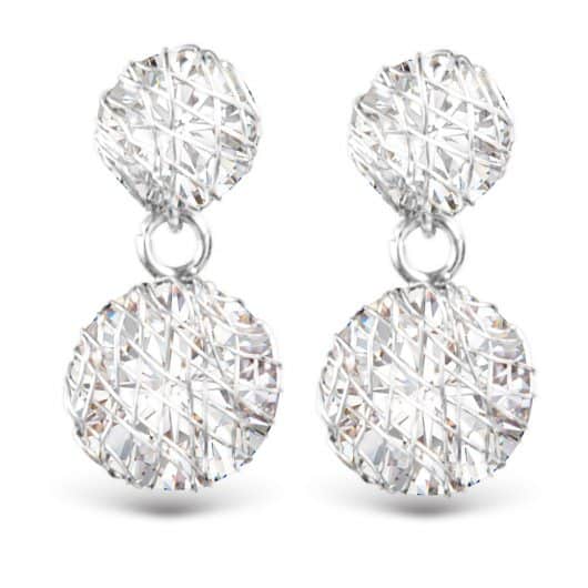 Wire Overlay CZ Drop Earrings