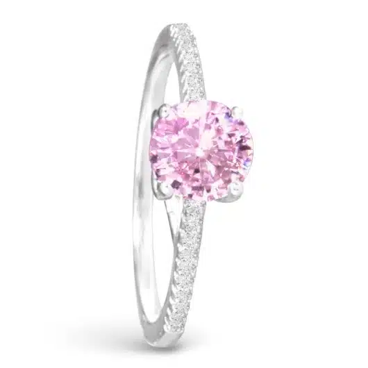 Pink CZ Solitaire Ring