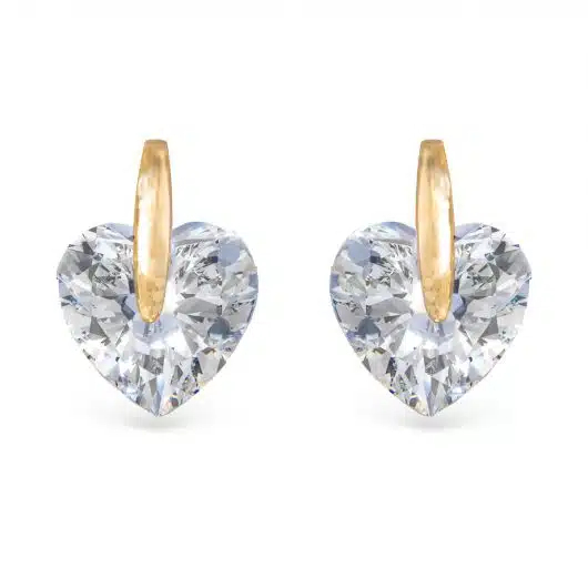 Pinched Heart CZ Earrings