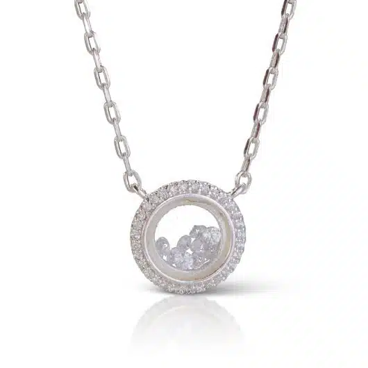 Open Ring Loose CZ Necklace