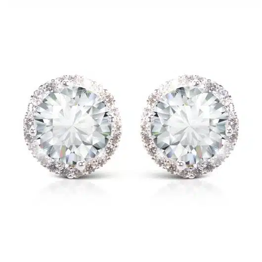 Timeless Radiance Round Cut Halo Stud Earrings