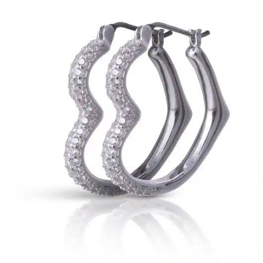 CZ Heart Hoop Earrings