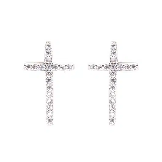 Timeless Radiance Cross Stud Earrings