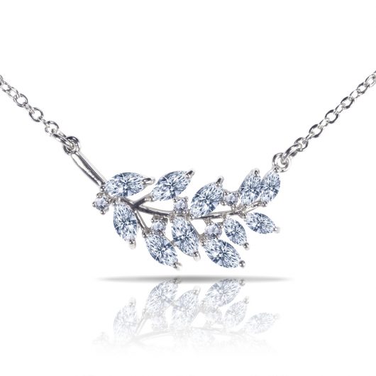 Ice Blu Leaf Necklace in Silver