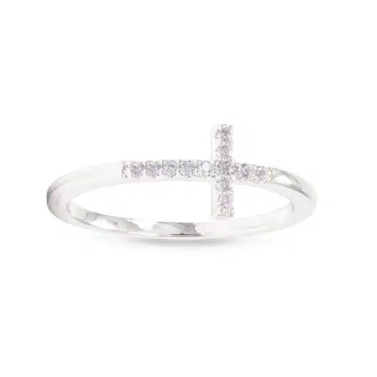 Ice Blu Cross Ring Size 9 - Silver