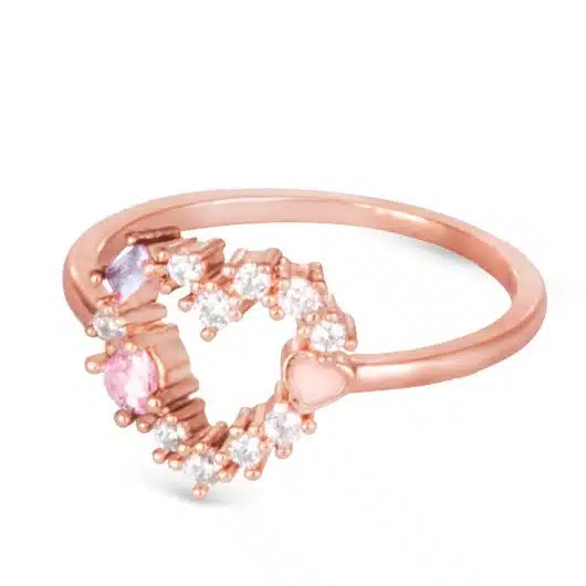 CZ Multi-Color Heart Rosegold Ring
