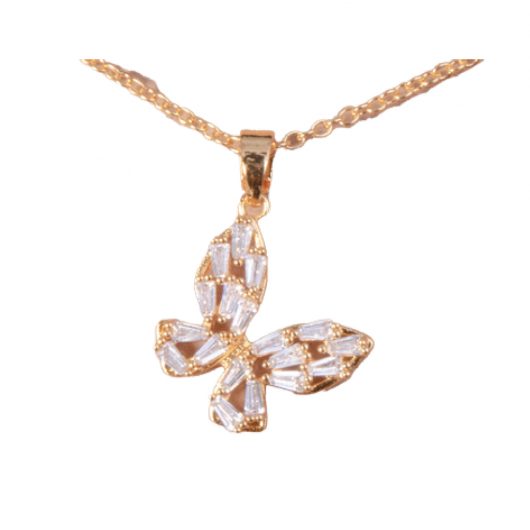CZ Baguette Butterfly Necklace