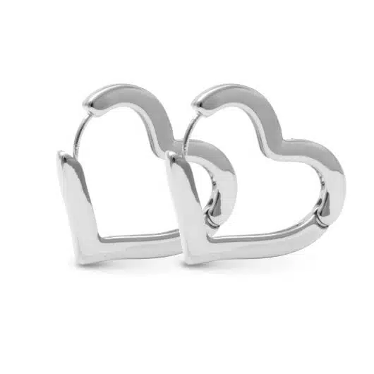 Sara Polished Heart Hoop Silver Earrings