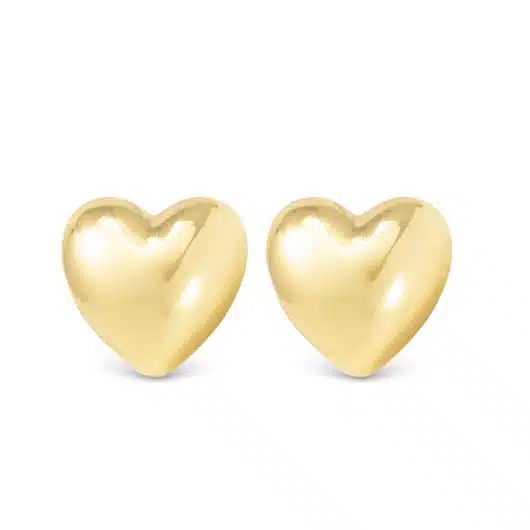 Ella Polished Heart Stud Gold Earrings