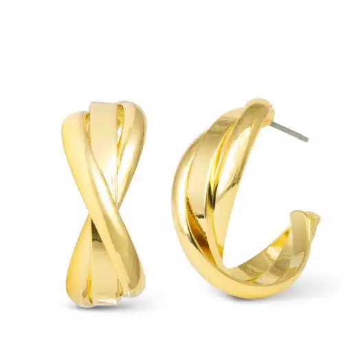 Grace Polished Twist Huggie Gold Earrings