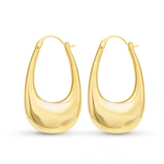 Naomi Polished Elongated Hoop Gold