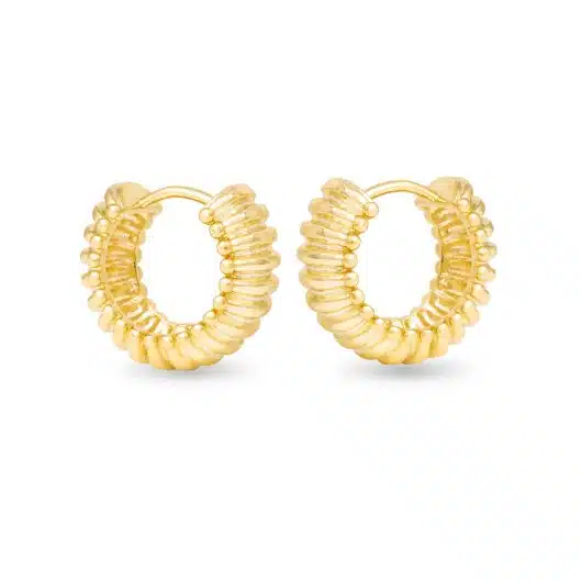 Natalie Polished Raised Rib Hoop Gold
