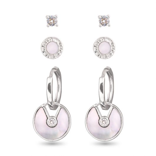 Mother of Pearl and CZ Trio Earring Set