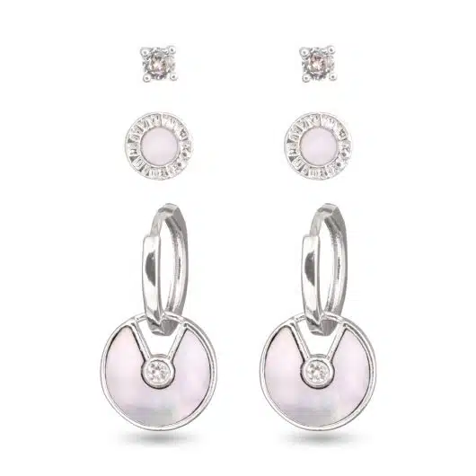 Mother of Pearl and CZ Trio Earring Set