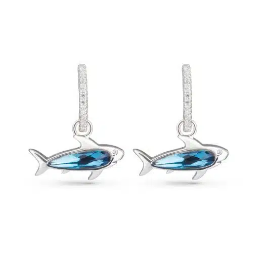 Blue CZ Shark Earrings