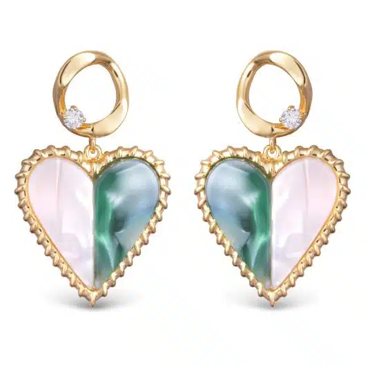 Two Toned Mother of Pearl Heart Earrings